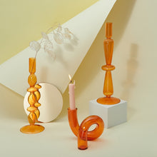 Načíst obrázek do Prohlížeče galerie, Art deco svícny v oranžových tónech