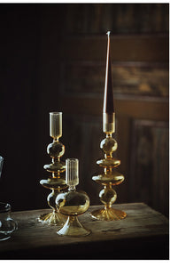 Nadčasové skleněné svícny ve vintage stylu, ruční výroba