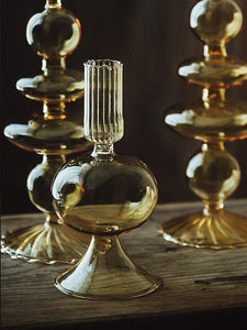 Nadčasové skleněné svícny ve vintage stylu, ruční výroba