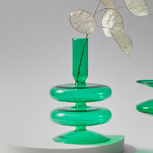 Načíst obrázek do Prohlížeče galerie, Art deco skleněné svícny v zelené barvě